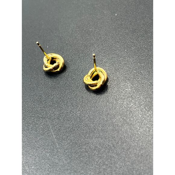 Designer Signed 14k Yellow Gold Classic Love Knot Post Stud Small Earrings 2.1g - Picture 4 of 10